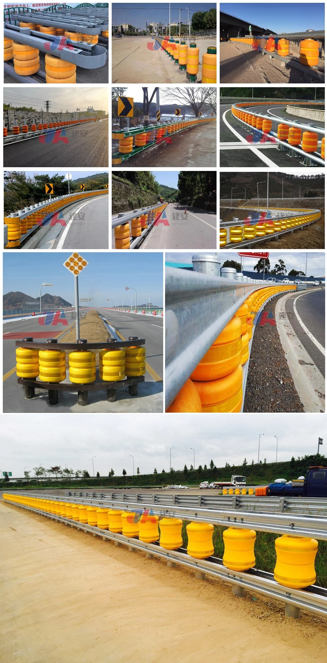 Road Traffic Safety Anti Corrosion Highway Roller Barrier EVA/PU Roller Guard Rail