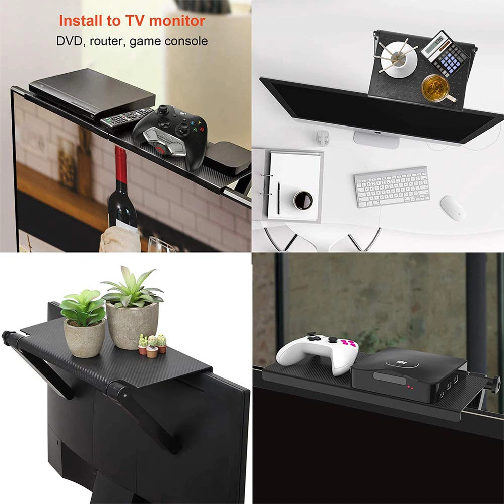 TV Screen Top Shelf Organizer Bracket Stand Adjustable Monitor Top Shelf Storage Holder